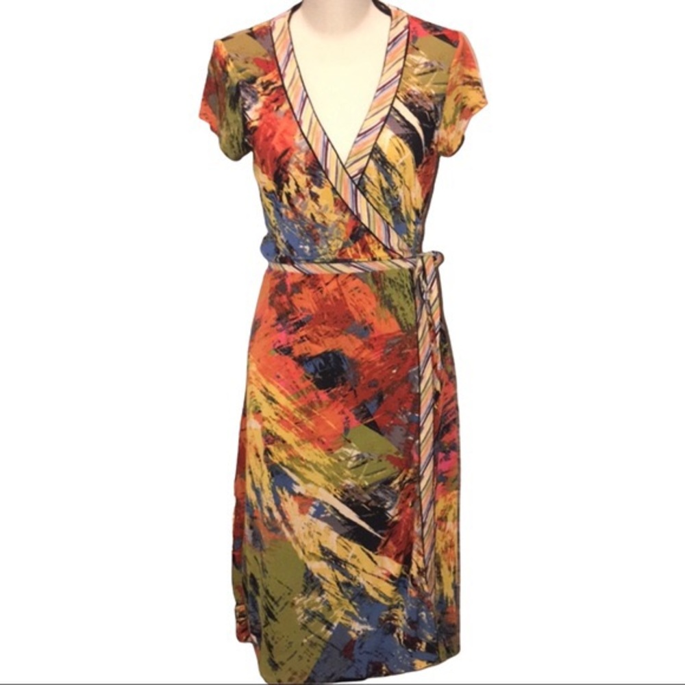 BCBGMaxAzria | Jersey Short Sleeve Wrap Dress | Med